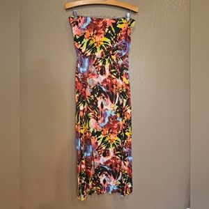 Womens Y2K Strapless Dress Full Circle Trends L Tie Dye